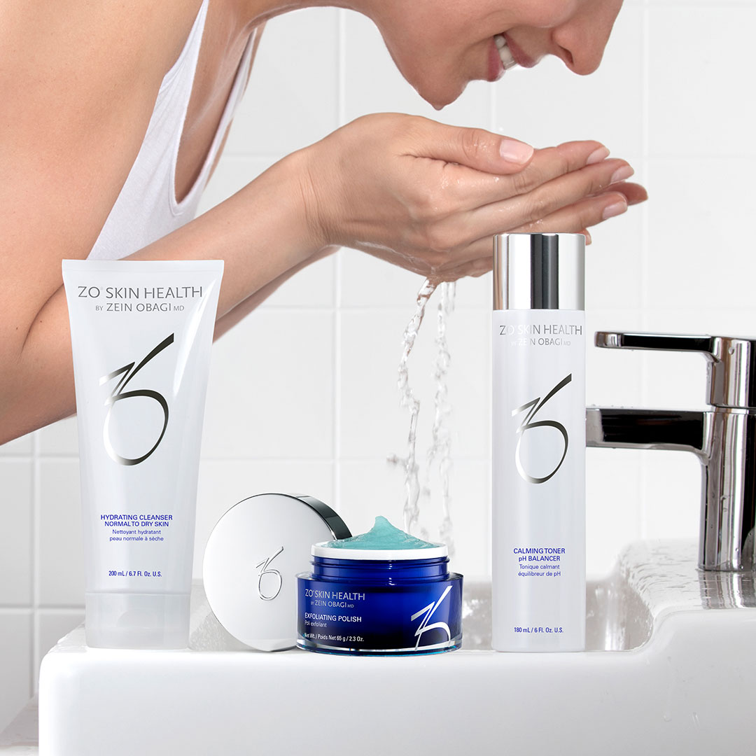 Zo Skin Health woman washing face